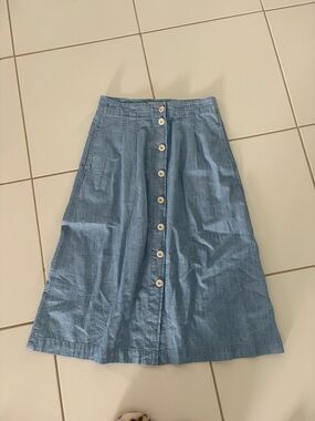 Madewell Light Blue A-Line Midi Skirt